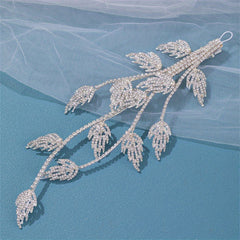 Green Rhinestone Crystal Leaf Hair Clip for Girls