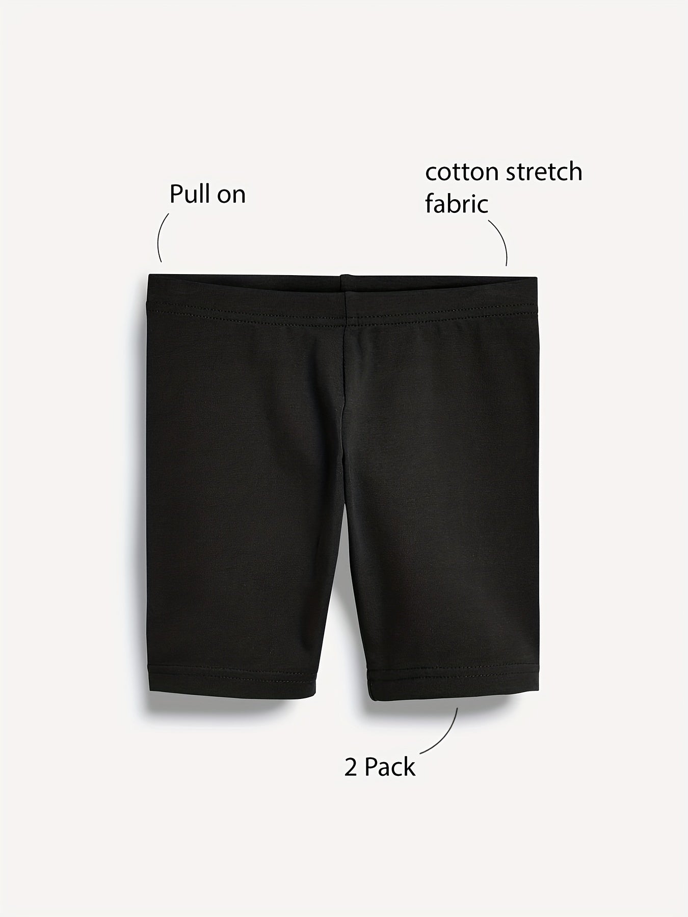2pcs Toddler Girls Solid Elastic Waist Casual Biker Shorts