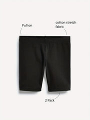 2pcs Toddler Girls Solid Elastic Waist Casual Biker Shorts
