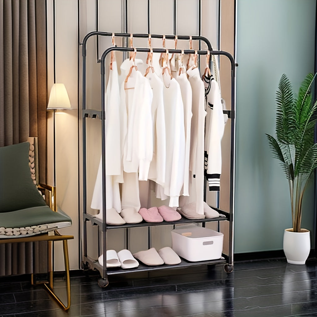 Thickened Drying Rack Shoe Cap Storage Coat Rack With Wheels