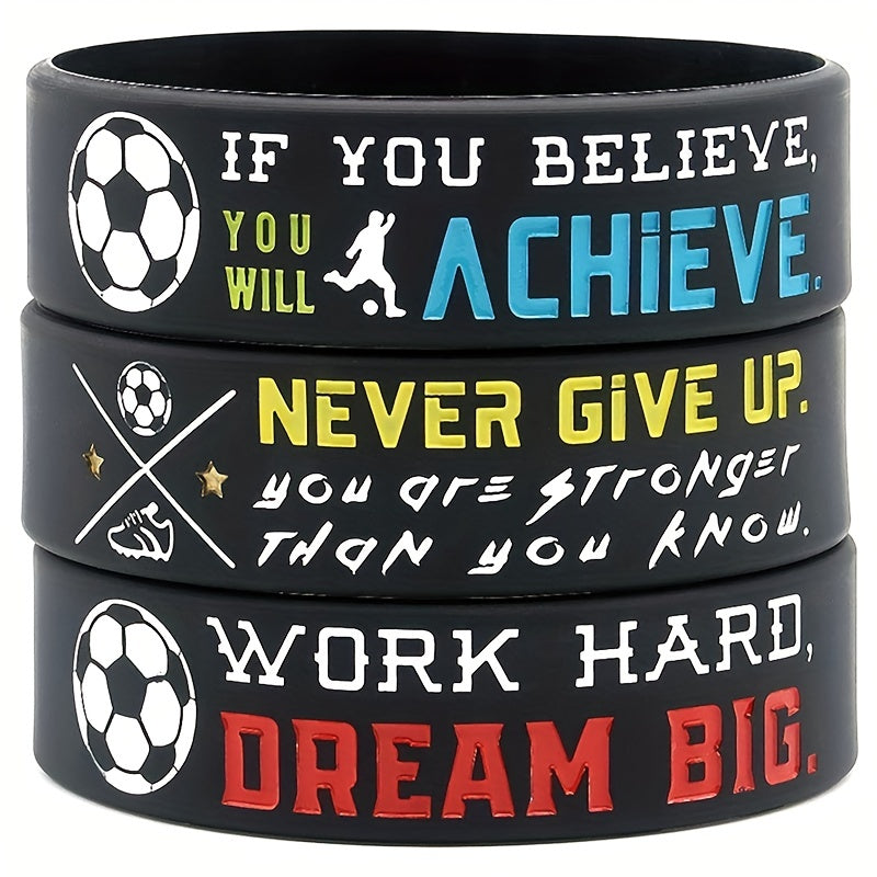 Never Give Up Quote Silicone Bracelet Football Wristband