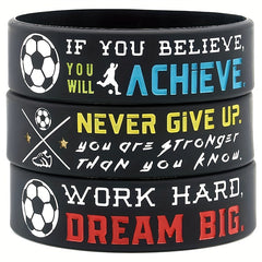Never Give Up Quote Silicone Bracelet Football Wristband