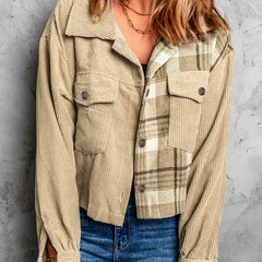 Plaid Print Vintage Jacket Button Front Long Sleeve Outerwear