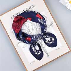 Rose Paisley Print Silk Scarf Neckerchief Hair Accessory