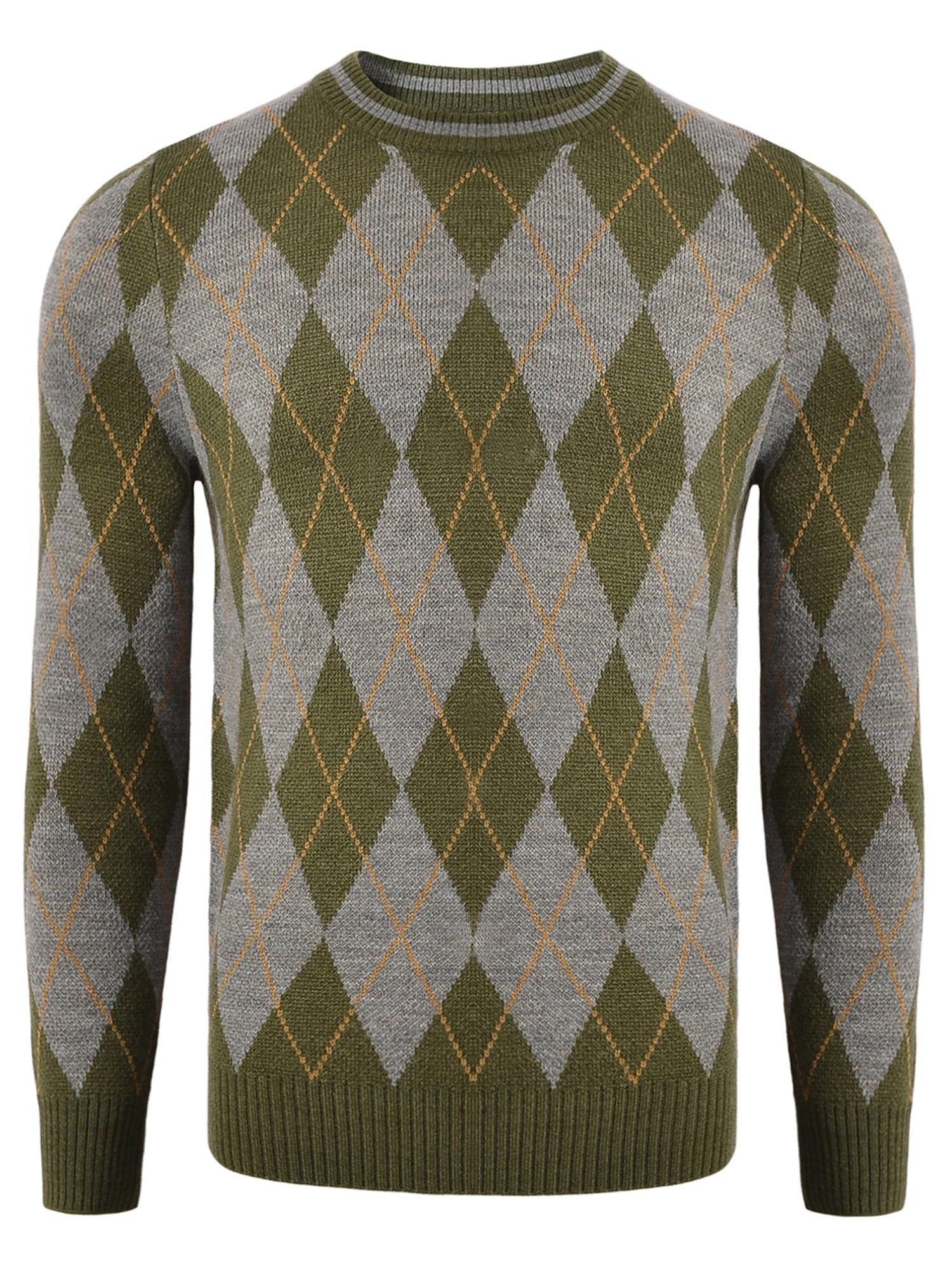 Men's Diamond Jacquard Crewneck Sweater