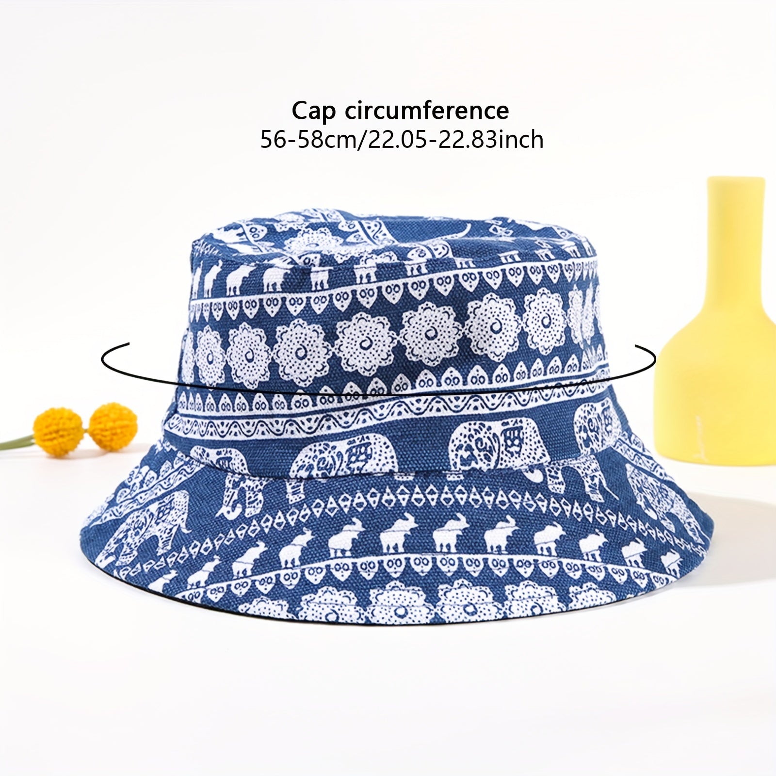 Elephant Print Bucket Hat Reversible Sun Hat