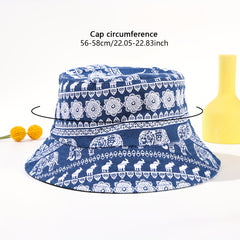 Elephant Print Bucket Hat Reversible Sun Hat