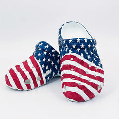 Men's Star & Stripe Pattern Clogs Hollow Out Garden Shoes