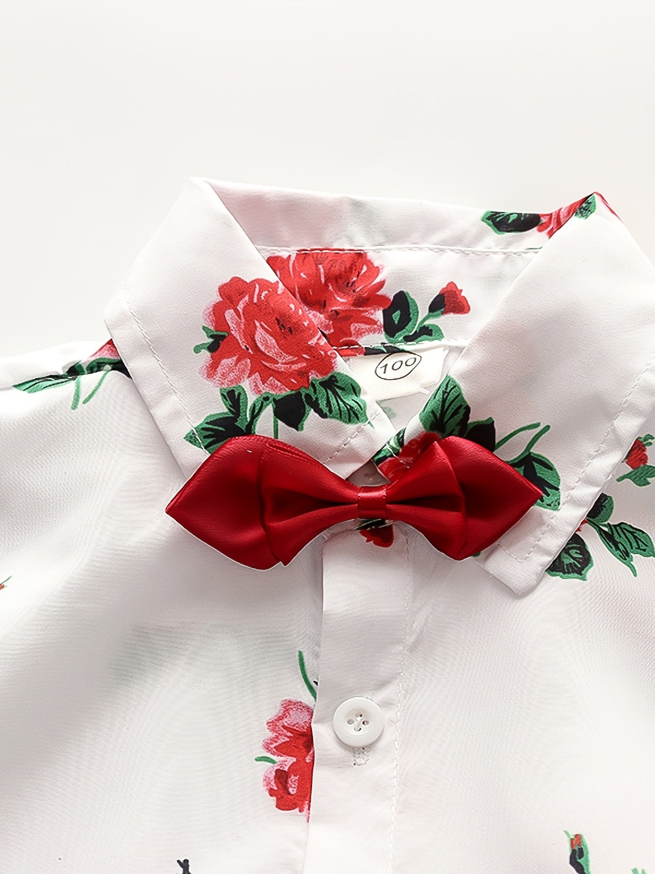 Boys Flower Cotton Shirt Tops Short Sleeves Button Down Casual