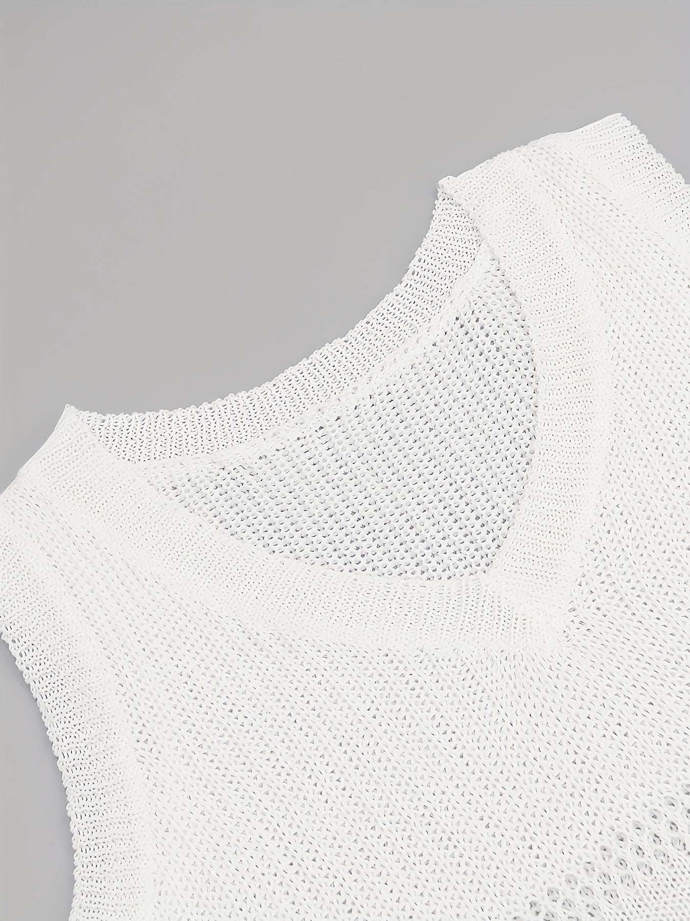 Hollow Knit Cami Top Solid V Neck Sleeveless Summer Women's Clothing