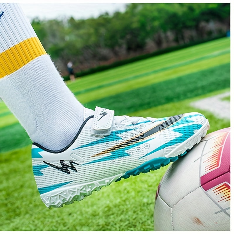 Boy's Hook And Loop Turf Soccer Cleats - Anti skid TF Football Boots