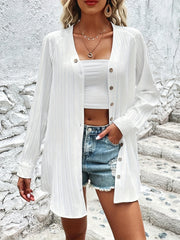 Blouse Women's Plus Ribbed Raglan Sleeve V Neck Top