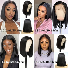 13X4 Bob Wig 180 Density Human Hair Lace Front Wig Bone Straight Glueless Wig