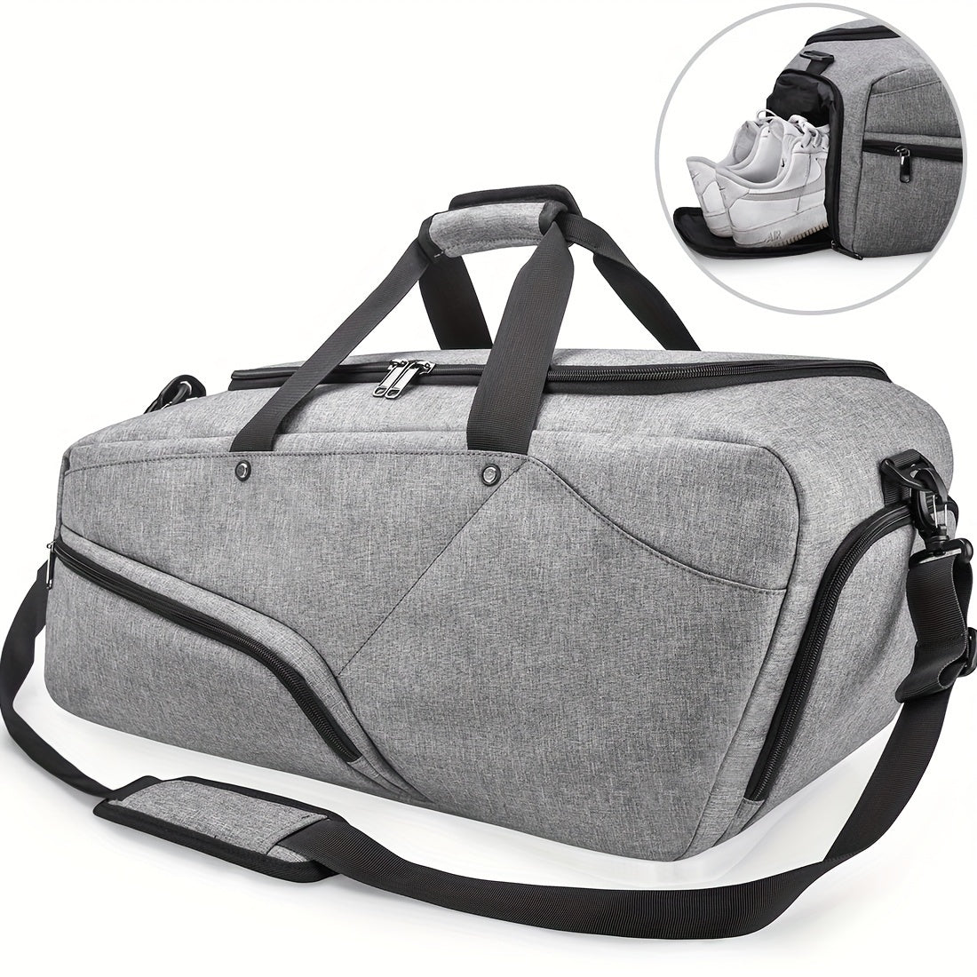 Large Capacity Gym Fitness Bag with Shoes Compartment Waterproof Storage