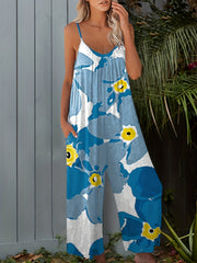 Boho Floral Wide Leg Jumpsuit for Women