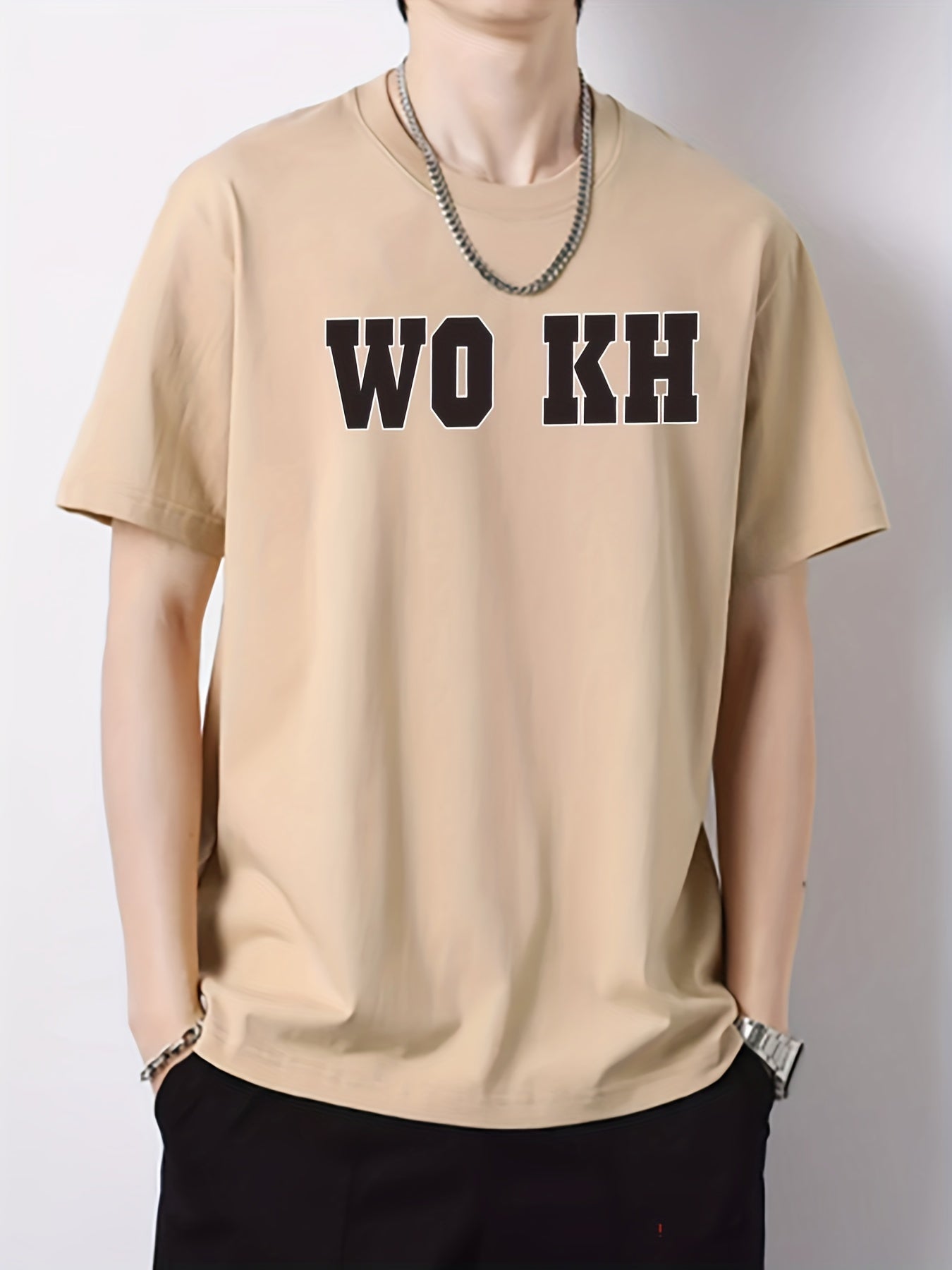 Men's Letter Print Active T-shirt for Summer