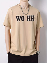Men's Letter Print Active T-shirt for Summer