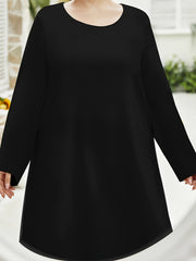 Solid Long Sleeve Loose Fit Maxi Dress