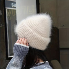 Solid Plush Beanie Warm Knitted Skull Cap Ear Protection Knit Hat