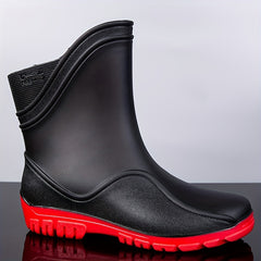 Men Rain Boots Wear Resistant Waterproof Non Slip Mid Top Rain Shoes