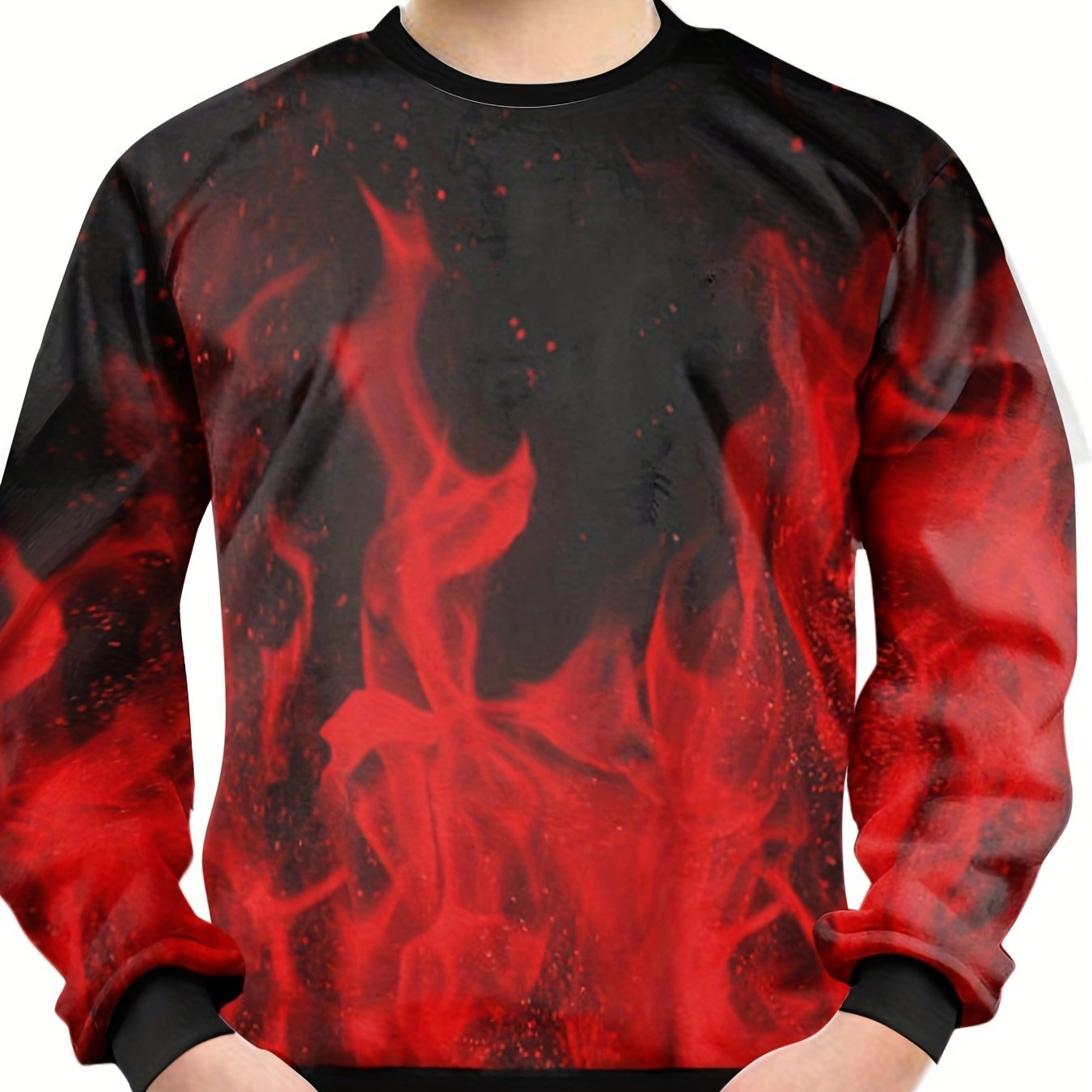 Kids Flame Elements 3D Print Tee Shirt Loose Sports Top