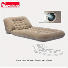 Inflatable Flocking Sofa Bed Mattress - Home/Outdoor Relaxing Airbed