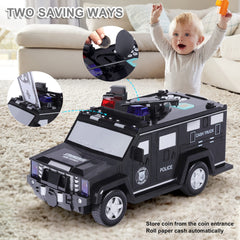 Kids Electronic Piggy Bank Armored Car with Light Password ATM Bank
