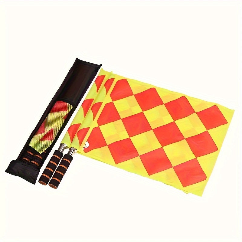 2pcs Football Referee Flag Stainless Steel Tube Railway Signal Track And Field