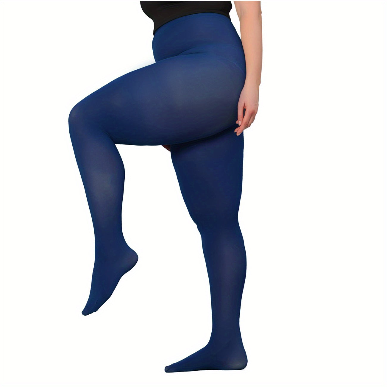 Solid Stretchy Control Top High Rise Semi Opaque Nylon Pantyhose
