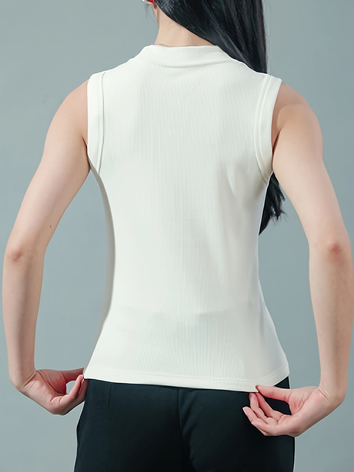 2pcs Ribbed Tank Tops Crew Neck Sleeveless Women's Lingerie