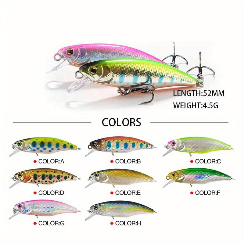 8pcs Japan Sinking Minnow Fishing Lures 52mm 4.5g Jerkbait for Bass Pike Carp