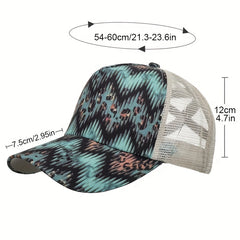 Cartoon Print Baseball Cap Ponytail Mesh Trucker Hats Lightweight Sun Shade