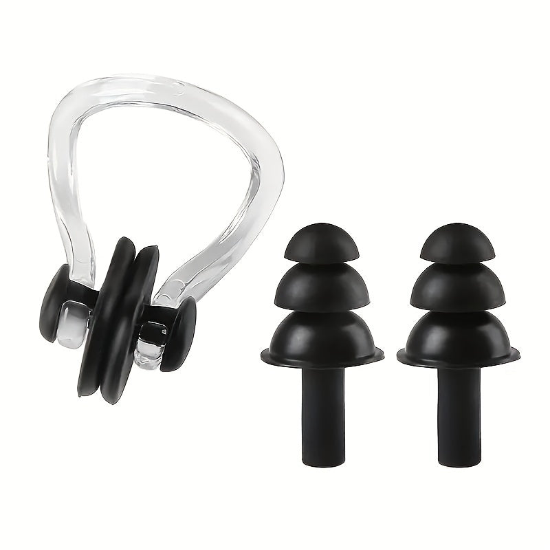 Waterproof Swimming Earplugs and Nose Clip Set for Kids and Adults