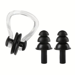 Waterproof Swimming Earplugs and Nose Clip Set for Kids and Adults