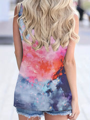 Graffiti Letter Print Tank Top Sleeveless Crew Neck Summer Casual Top