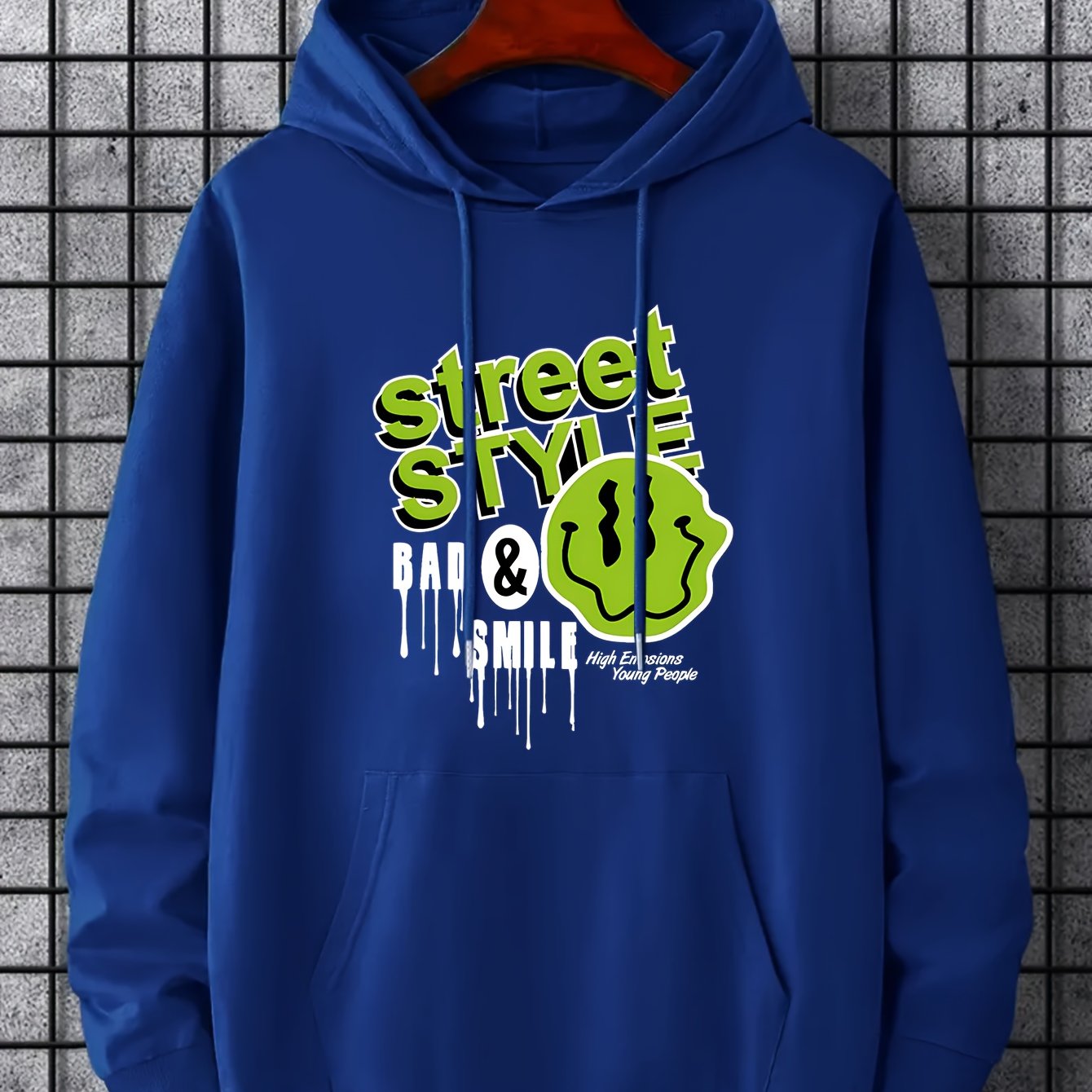 Men's Street Style Print Hoodie Drawstring Hooded Sweatshirt