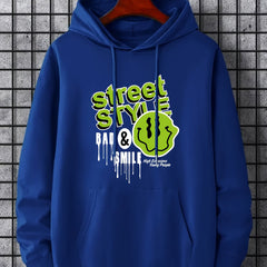 Men's Street Style Print Hoodie Drawstring Hooded Sweatshirt