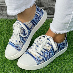 Striped Pattern Flat Shoes Women's Lightweight Casual Shoes