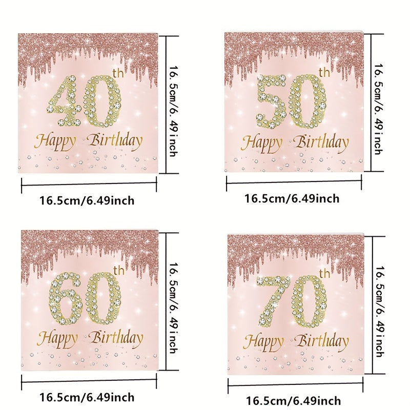 20pcs Rose Golden Cheers To 40 50 60 70 Years Wedding Anniversary Napkins
