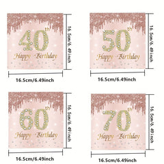 20pcs Rose Golden Cheers To 40 50 60 70 Years Wedding Anniversary Napkins