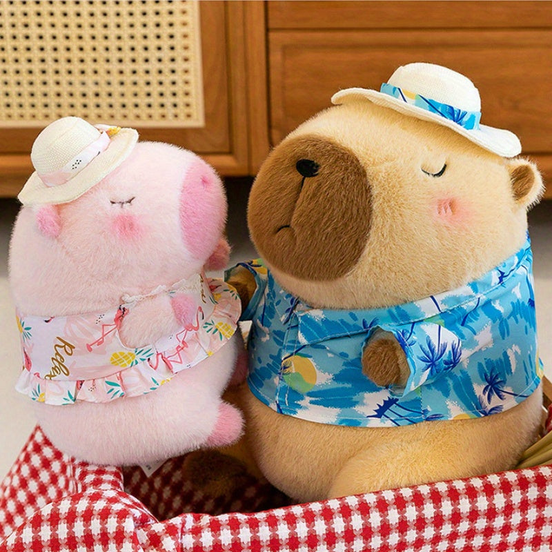 2pcs Capybara Plush Toy with Floral Skirt - Great Holiday Gift