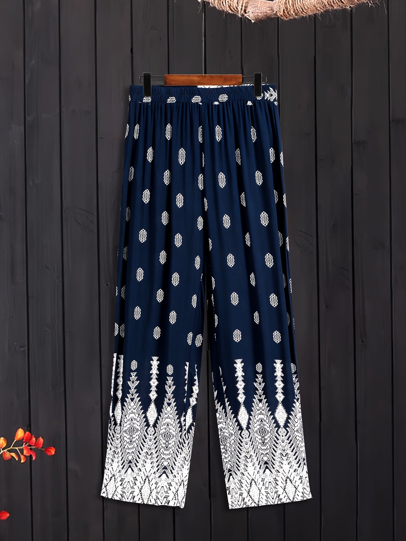 Boho Outfit Set Women's Plus Geo Print Cardigan & Pants Set