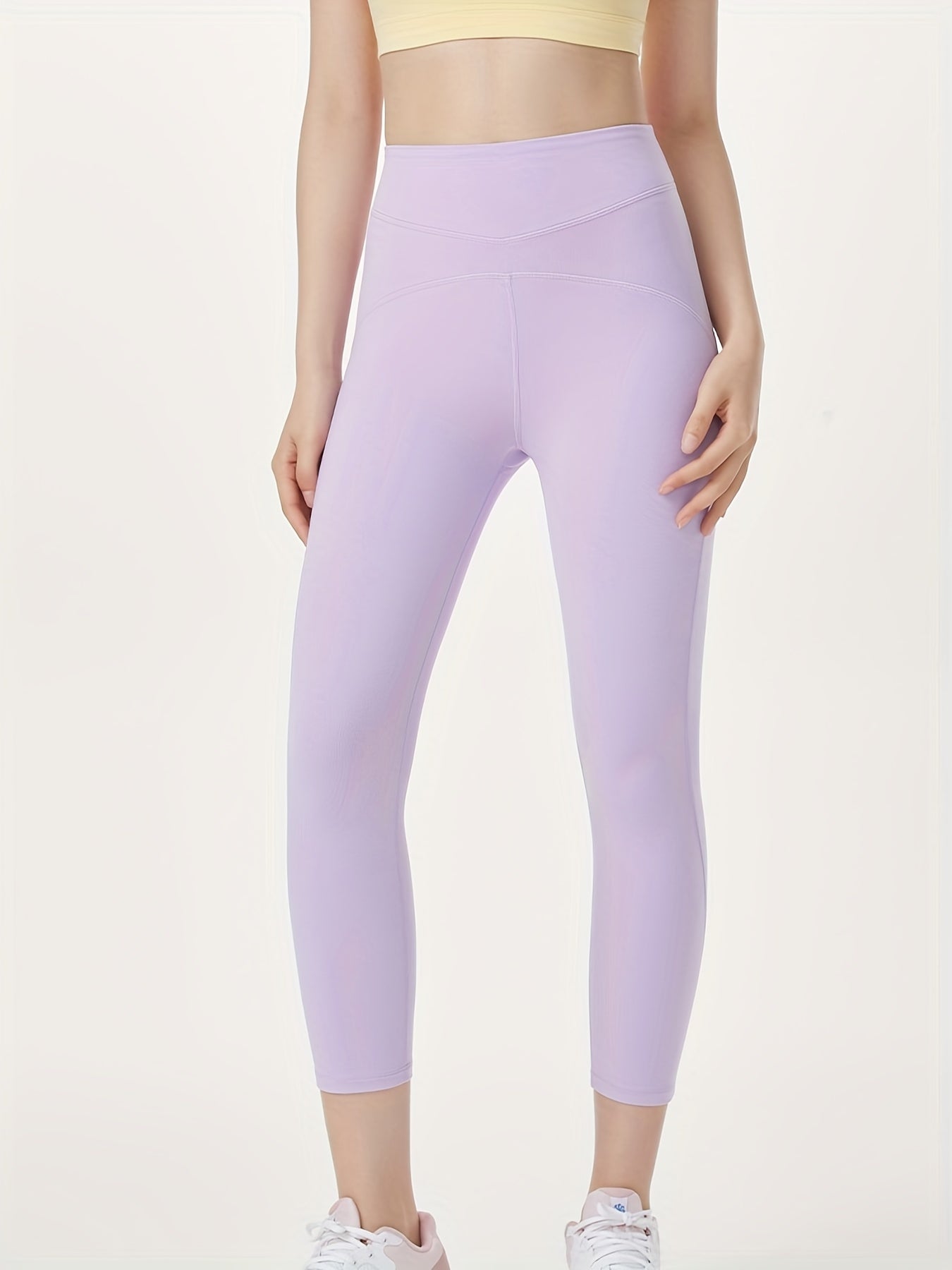Women's Solid Yoga Leggings Butt lifting Tummy Control Slim Fitted Sports Tights