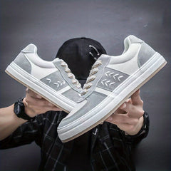 Men's Ear Of Wheat Print Lace Up Sneakers - Outdoor Walking Shoes