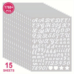 1768 PCS Colorful Alphabet Numbers Symbols Stickers - DIY Cards & Crafts