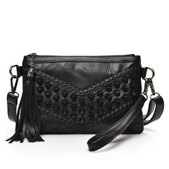 Women Rivet Tassel Clutch Bag Female Shoulder Bag