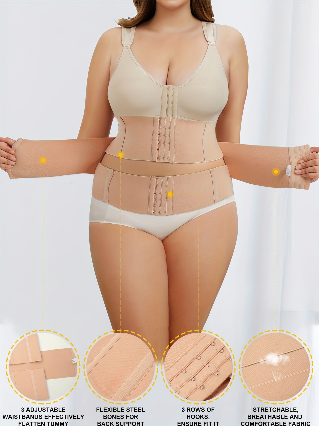Sports Shapewear Women's Plus Hook & Eye Belly Wrap Tummy Control