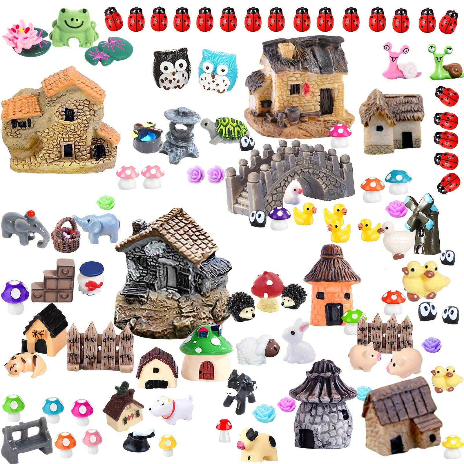 115 Pieces Fairy Garden Accessories Fairy Garden Kit Fairy Garden Animals Figuri