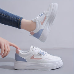 Thick Sole Heighten Flat Chunky Sneakers Faux Leather