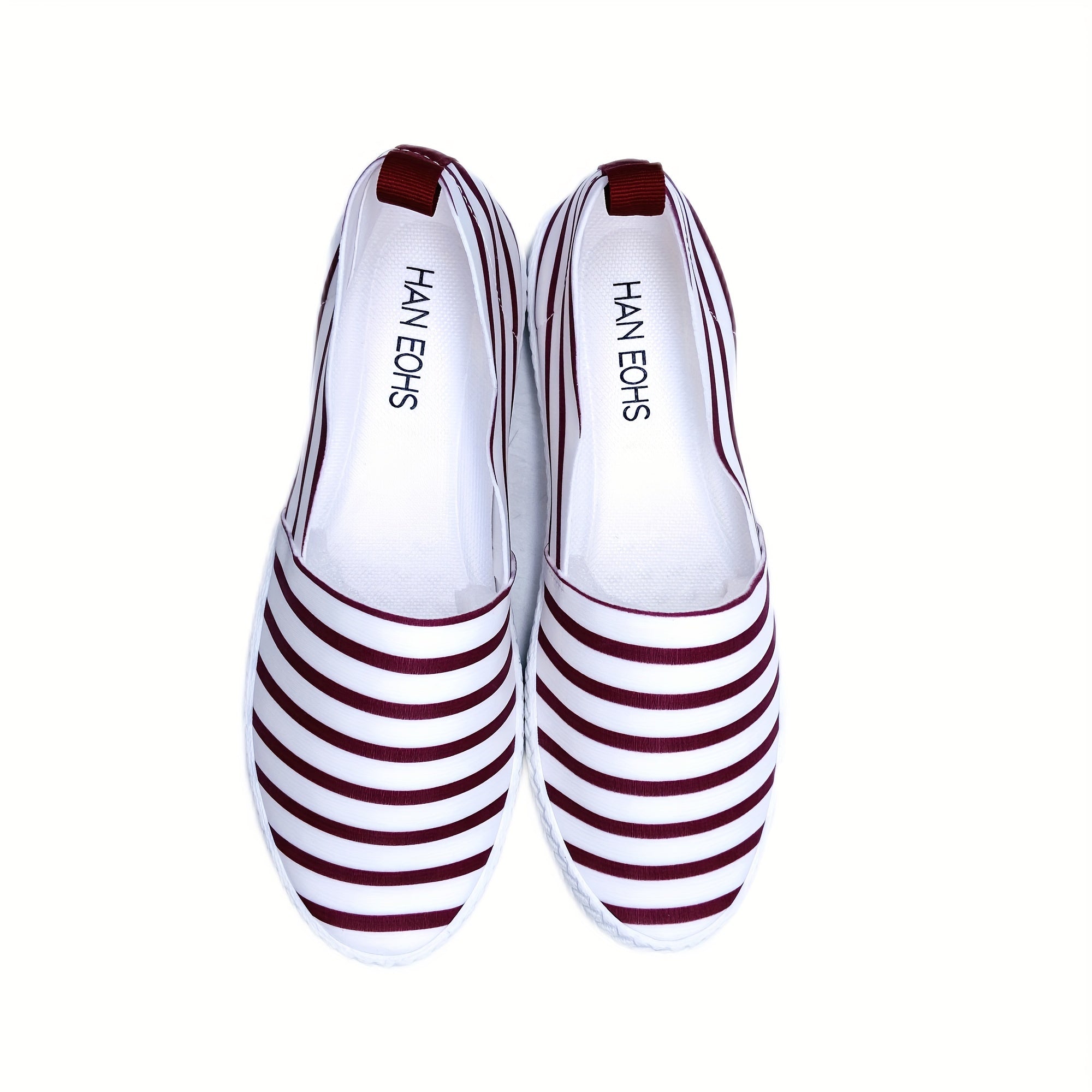 Women's Striped Flat Loafers Casual Slip On Walking Shoes